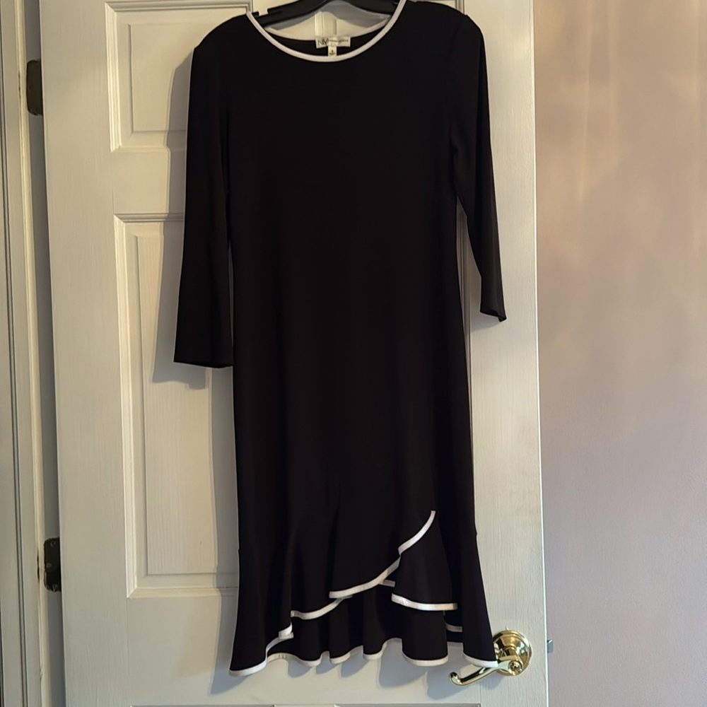 Neiman Marcuc black and white trim dress.